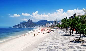 paradise beach with palm trees and white sand in Brazil