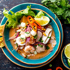 A bowl of Chilean Ceviche in Santiago