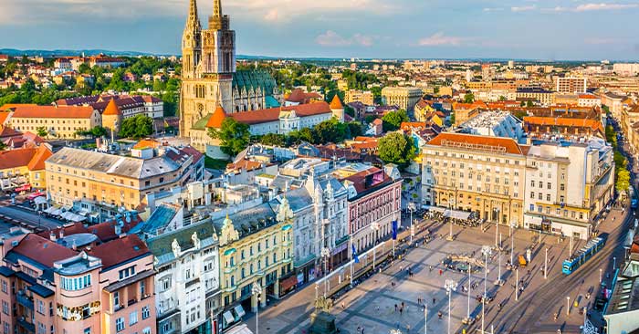 a view of Zagreb main square and the Zagreb Cathedral