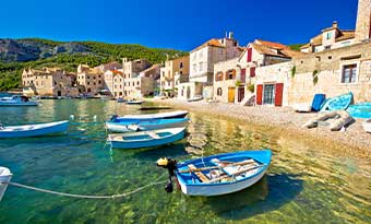 a scenic beach in Komiza, croatia