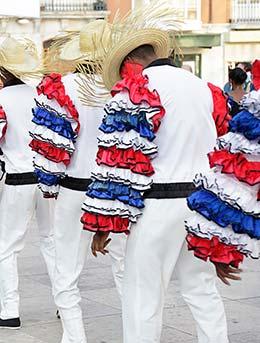 traditional cuban outfits of men performing at festival in havana cuba