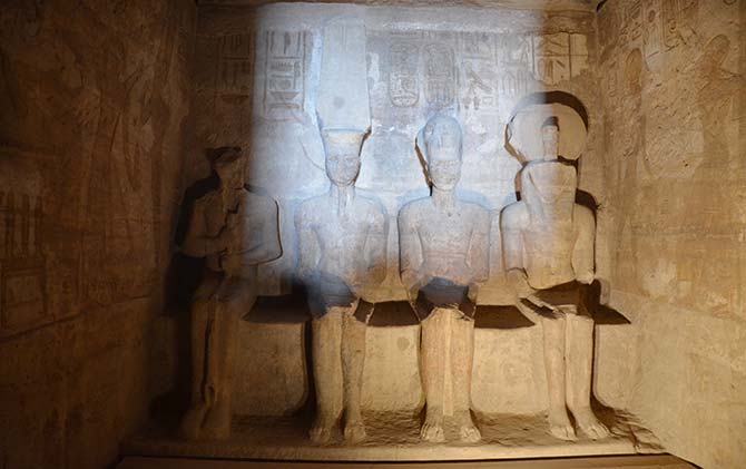 statues at abu simbel in egypt for the sun festival