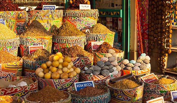 traditional spice market in egypt selling food for egyptian cooking