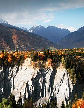 cliff rock forest mountains in svaneti georgia