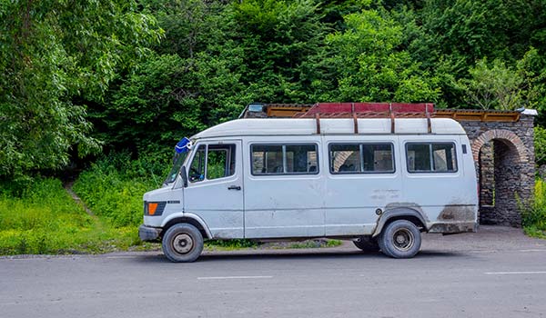 travelling by marshrutka in georgia, europe