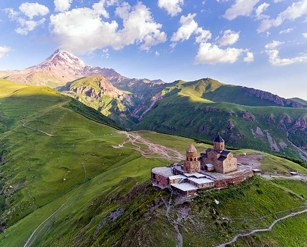 town of svaneti in the mountain valleys in georgia