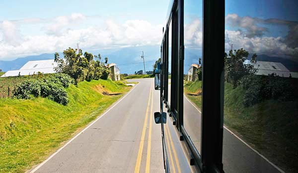 travelling by bus in iceland in summer