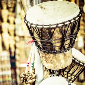 Peruvian musical instruments in a local market stalls are great for holiday makers to explore and find unique souvenirs