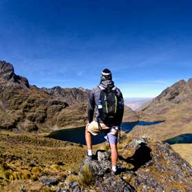 solo traveller on a group tour hiking the lares trail enroute to machu picchu, peru