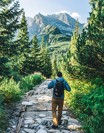 solo traveller hiking in Poland High Tatras Mountains