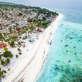 ariel view of zanzibar beach