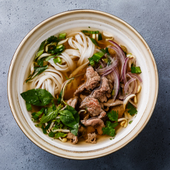 Pho beef and noodle soup