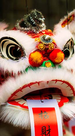 colourful traditional chinese dragons in shogatsu japan for new years