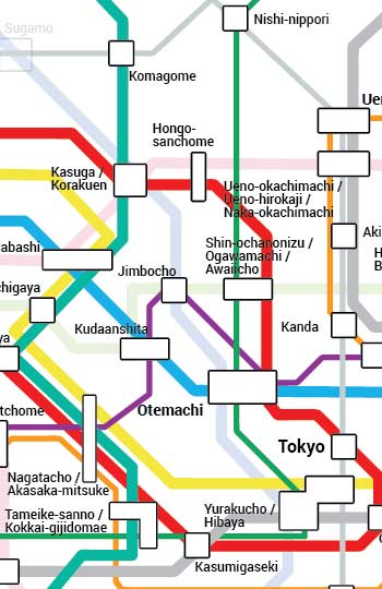 Tokyo Metro subway lines map for navigating your way around the subway system when visiting on your holiday trip