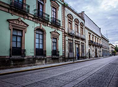 colonial streets and colourful houses in oaxaca mexico