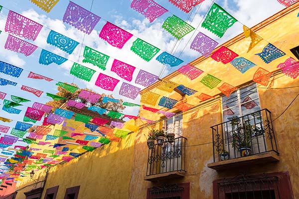 bunting and decorations for cinco de mayo mexico event