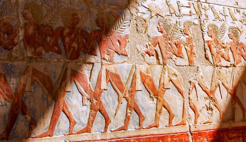 Ancient Egyptian Mural Paintings the Hatshepsut Temple in Valley of the Kings near Luxor
