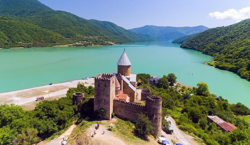 Ananuri Castle with Church on the bank of lake