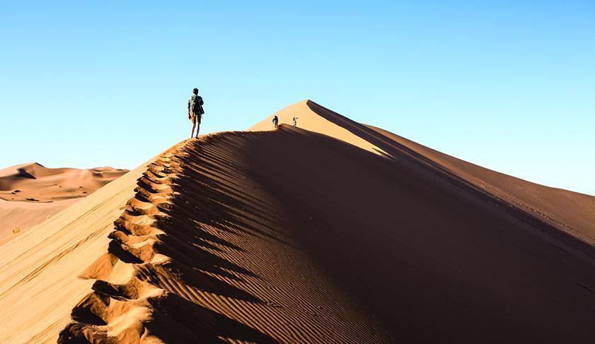 Walking along the top of Dune 45, Namibia