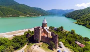 Ananuri Castle with Church on the bank of lake