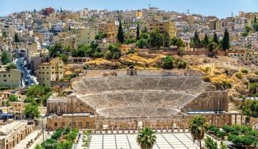 View of Roman theatre in Amman, Jordan.