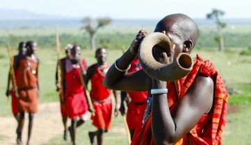Masai Kudu Horn Blowing,Kenya.