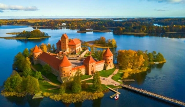 Trakai Castle outside of Vilnius, Lithuania. An optional excursion on all Lithuania tours. 