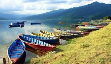 Fewa Lake in Pokhara, Nepal