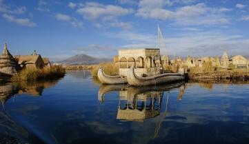 Amazing reflections on Lake Titicaca, Peru