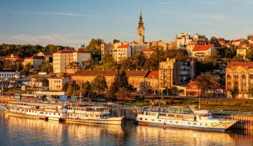 Panorama of Belgrade with river sava on a sunny day